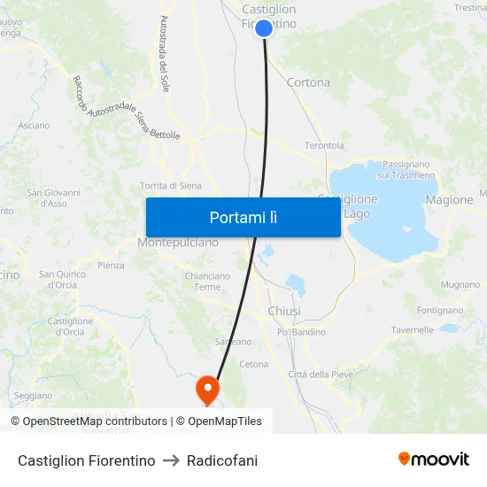 Castiglion Fiorentino to Radicofani map