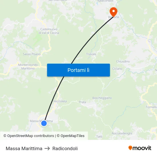 Massa Marittima to Radicondoli map