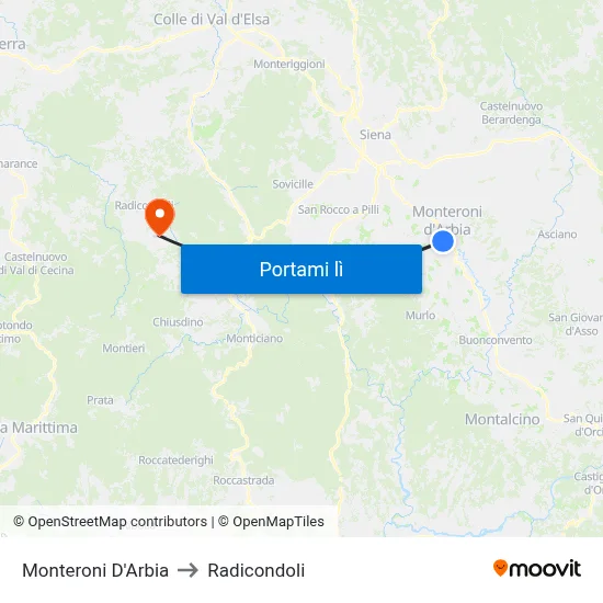 Monteroni D'Arbia to Radicondoli map