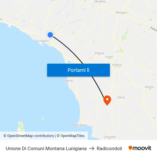 Unione Di Comuni Montana Lunigiana to Radicondoli map