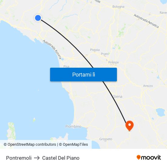 Pontremoli to Castel Del Piano map