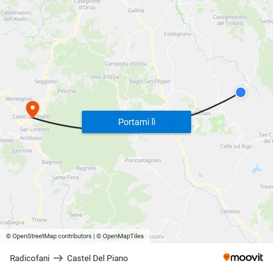 Radicofani to Castel Del Piano map
