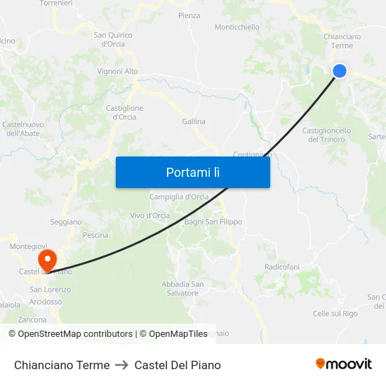 Chianciano Terme to Castel Del Piano map