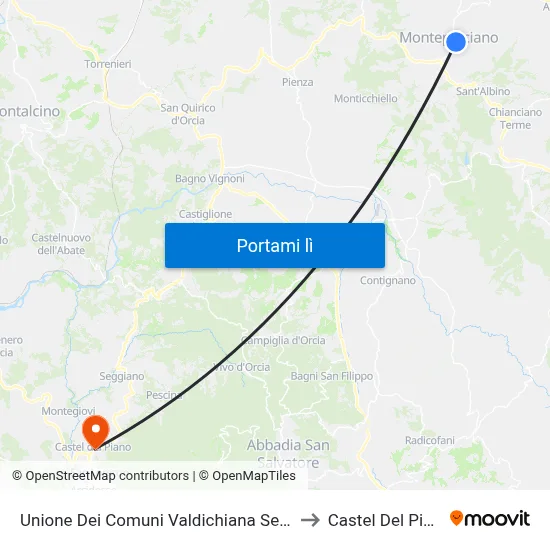 Unione Dei Comuni Valdichiana Senese to Castel Del Piano map