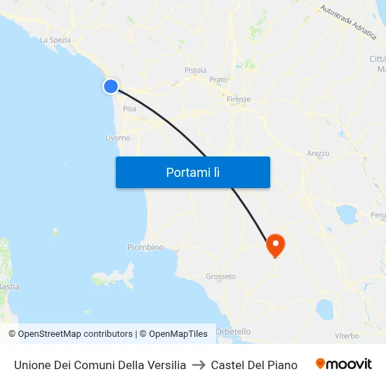 Unione Dei Comuni Della Versilia to Castel Del Piano map