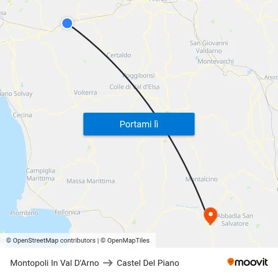 Montopoli In Val D'Arno to Castel Del Piano map