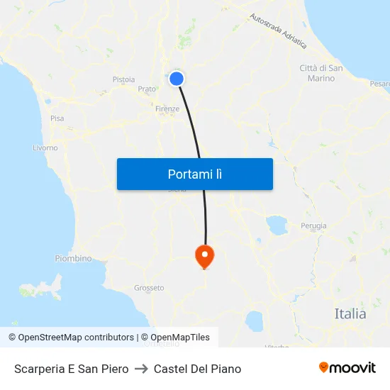 Scarperia E San Piero to Castel Del Piano map