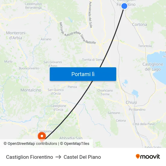 Castiglion Fiorentino to Castel Del Piano map