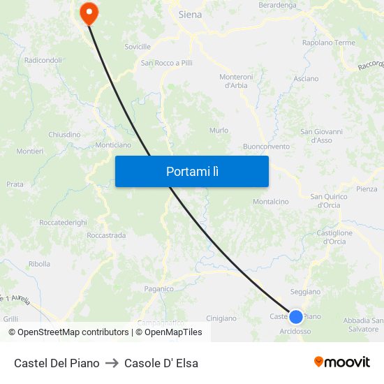 Castel Del Piano to Casole D' Elsa map