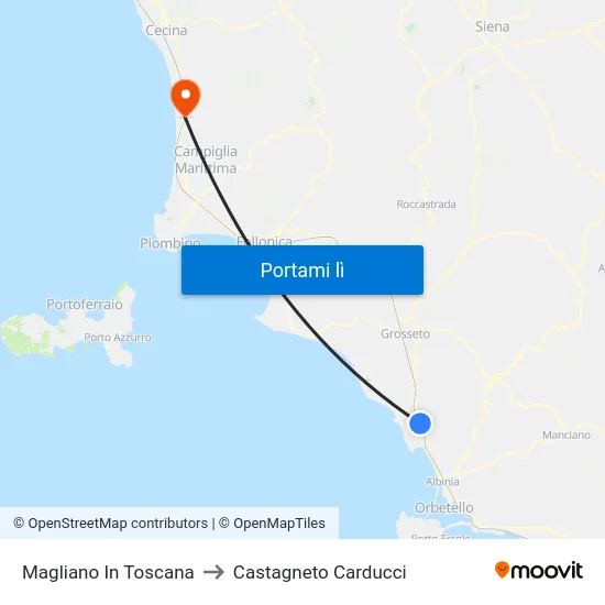 Magliano In Toscana to Castagneto Carducci map