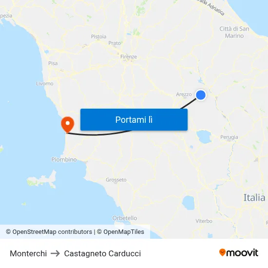 Monterchi to Castagneto Carducci map