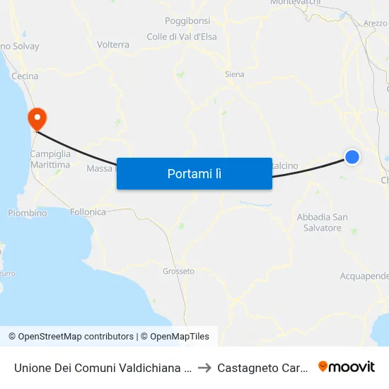 Unione Dei Comuni Valdichiana Senese to Castagneto Carducci map