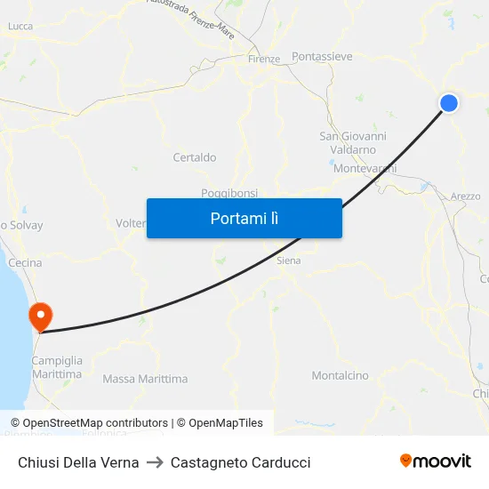 Chiusi Della Verna to Castagneto Carducci map