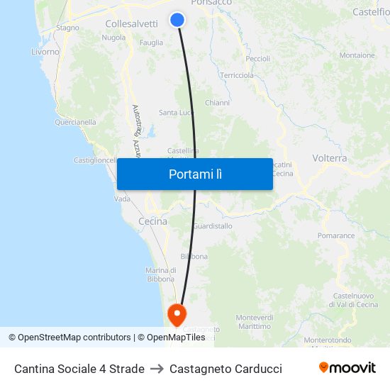 Cantina Sociale 4 Strade to Castagneto Carducci map
