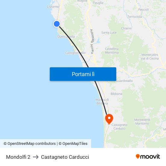 Mondolfi 2 to Castagneto Carducci map