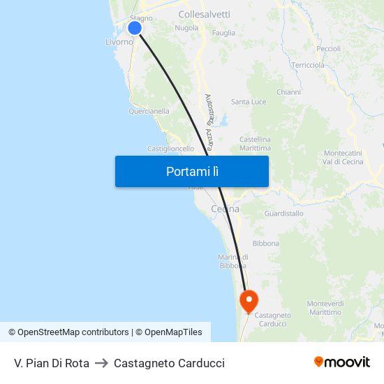 V. Pian Di Rota to Castagneto Carducci map