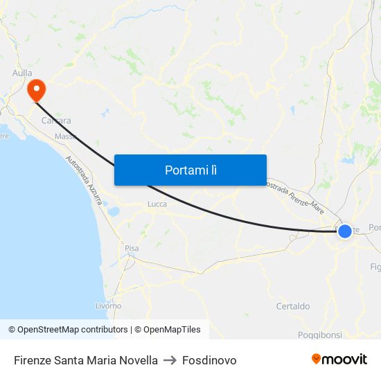 Firenze Santa Maria Novella to Fosdinovo map