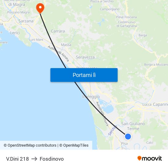 V.Dini 218 to Fosdinovo map