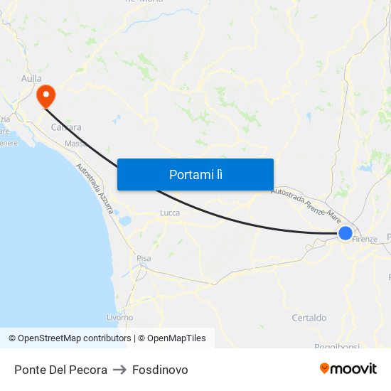 Ponte Del Pecora to Fosdinovo map