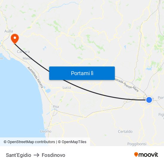 Sant'Egidio to Fosdinovo map