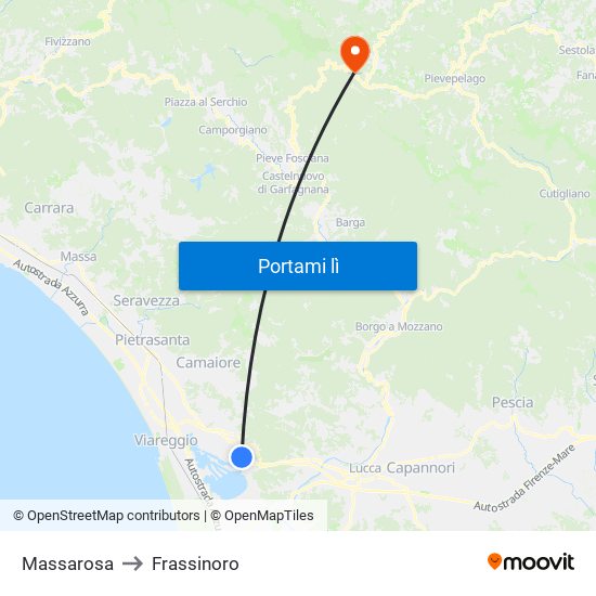 Massarosa to Frassinoro map