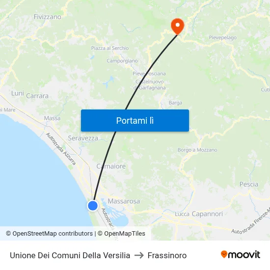 Unione Dei Comuni Della Versilia to Frassinoro map