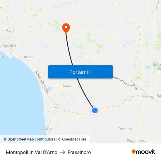 Montopoli In Val D'Arno to Frassinoro map