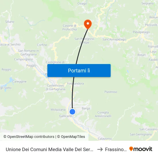 Unione Dei Comuni Media Valle Del Serchio to Frassinoro map