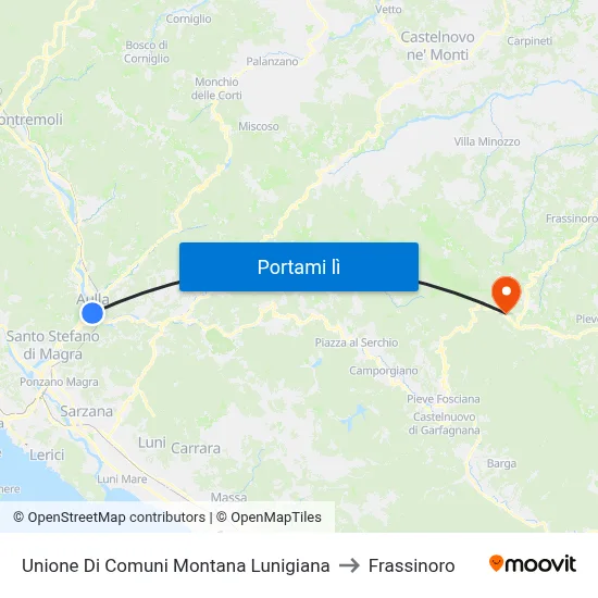 Unione Di Comuni Montana Lunigiana to Frassinoro map