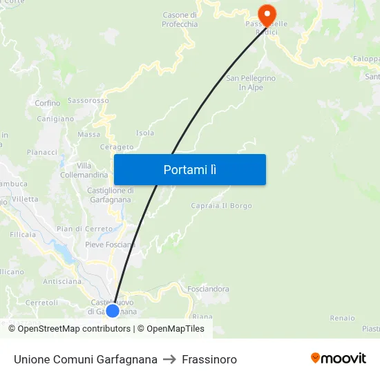 Unione Comuni Garfagnana to Frassinoro map