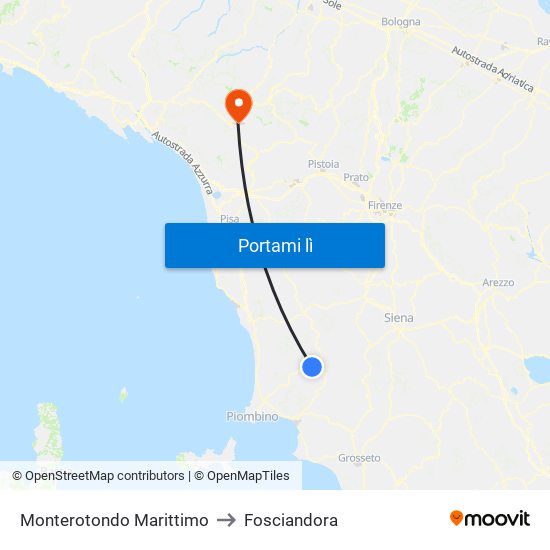 Monterotondo Marittimo to Fosciandora map