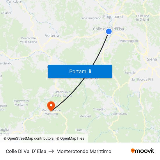 Colle Di Val D' Elsa to Monterotondo Marittimo map