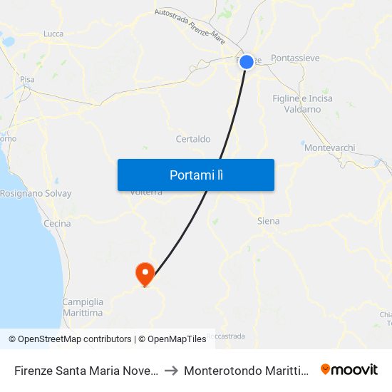 Firenze Santa Maria Novella to Monterotondo Marittimo map