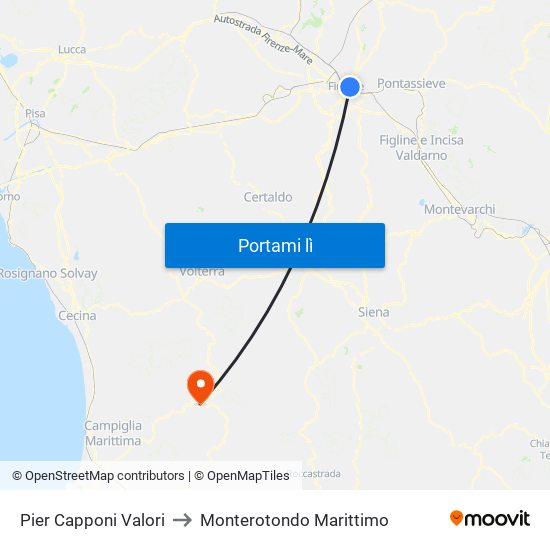 Pier Capponi Valori to Monterotondo Marittimo map