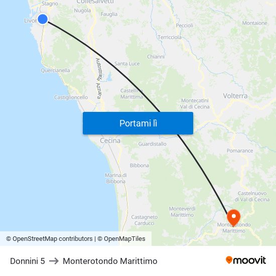 Donnini 5 to Monterotondo Marittimo map