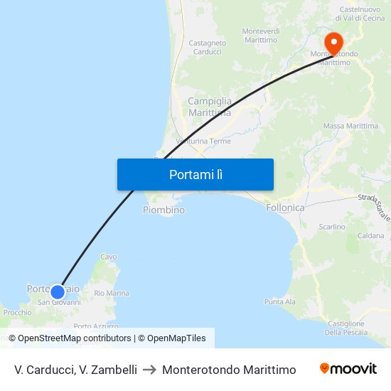 V. Carducci, V.  Zambelli to Monterotondo Marittimo map