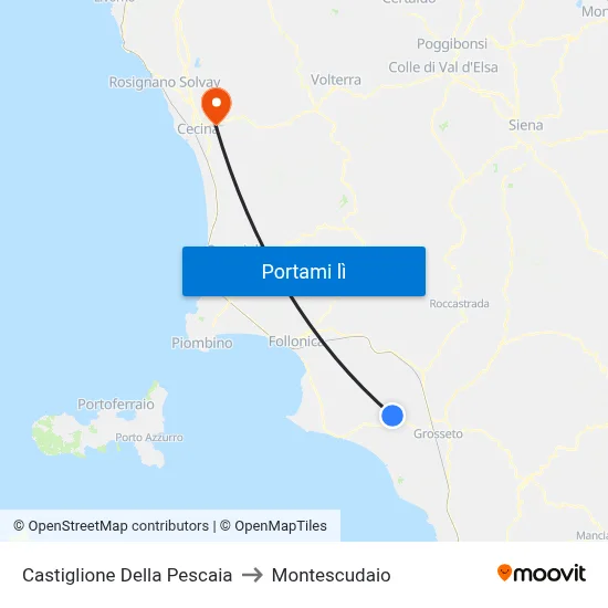 Castiglione Della Pescaia to Montescudaio map
