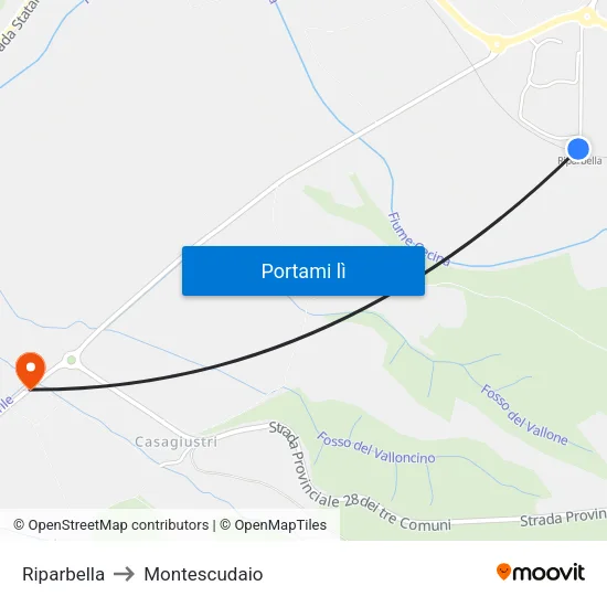 Riparbella to Montescudaio map