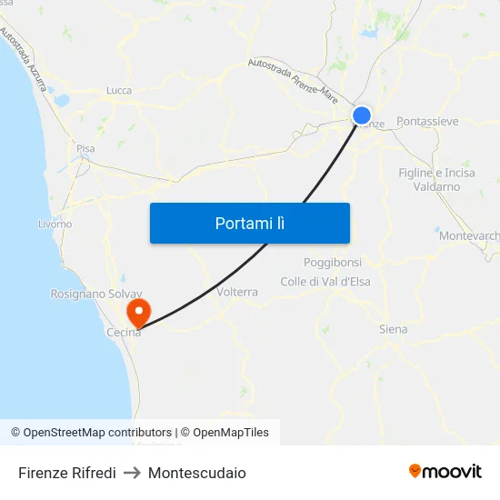 Firenze Rifredi to Montescudaio map
