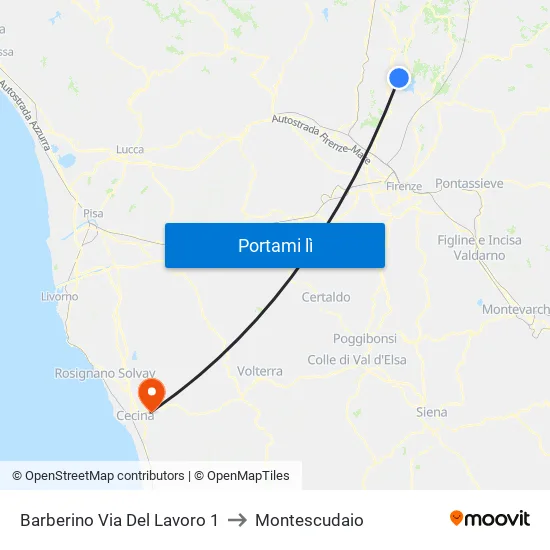 Barberino Via Del Lavoro 1 to Montescudaio map