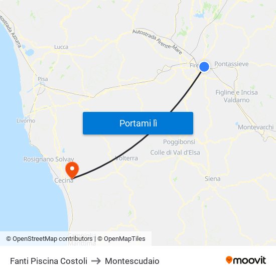 Fanti  Piscina Costoli to Montescudaio map
