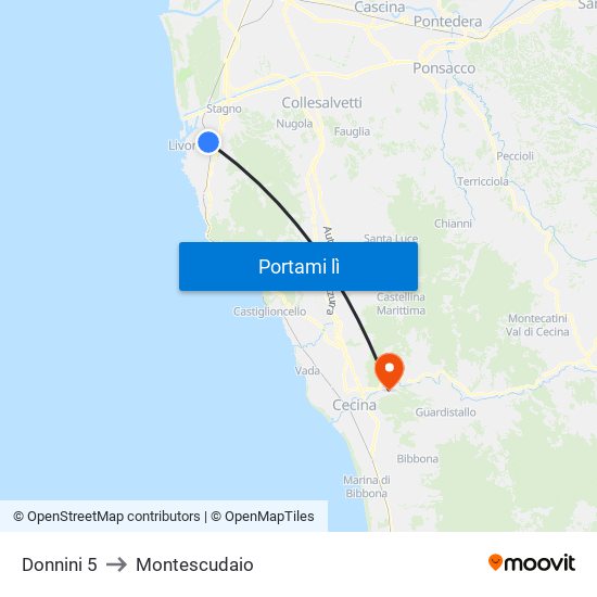 Donnini 5 to Montescudaio map