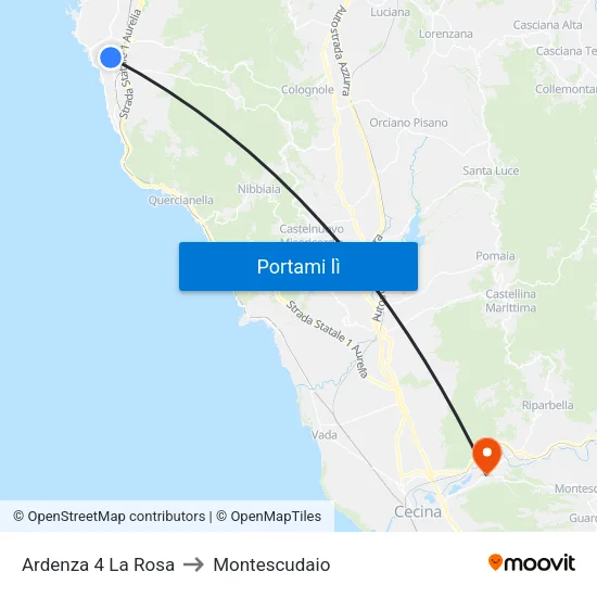 Ardenza 4 La Rosa to Montescudaio map