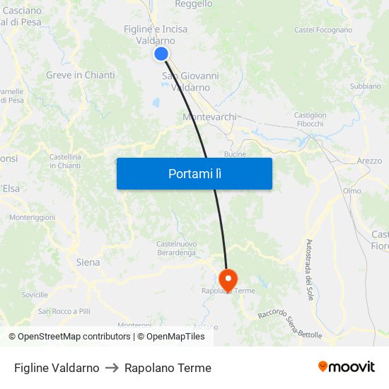 Figline Valdarno to Rapolano Terme map