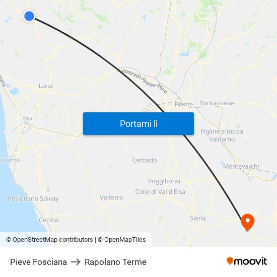 Pieve Fosciana to Rapolano Terme map