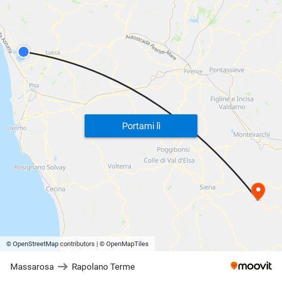 Massarosa to Rapolano Terme map