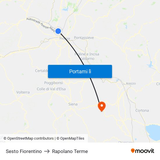 Sesto Fiorentino to Rapolano Terme map