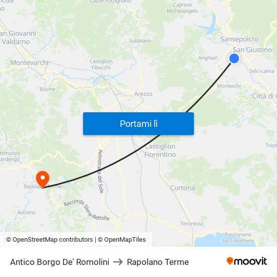 Antico Borgo De' Romolini to Rapolano Terme map