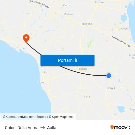 Chiusi Della Verna to Aulla map