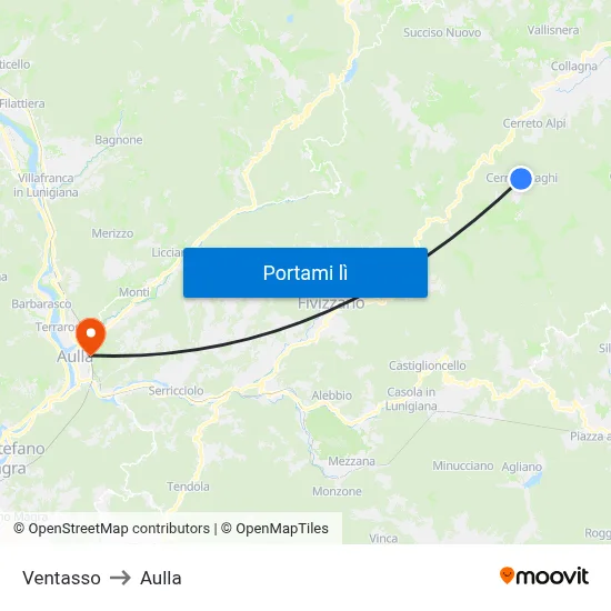 Ventasso to Aulla map